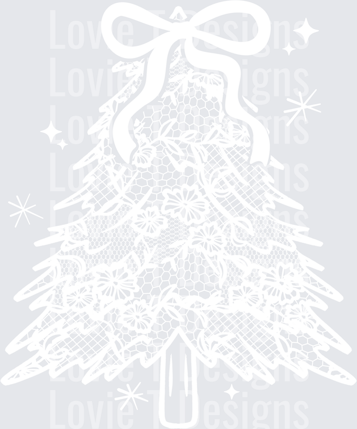 Lace Christmas Tree (White) DTF transfer design