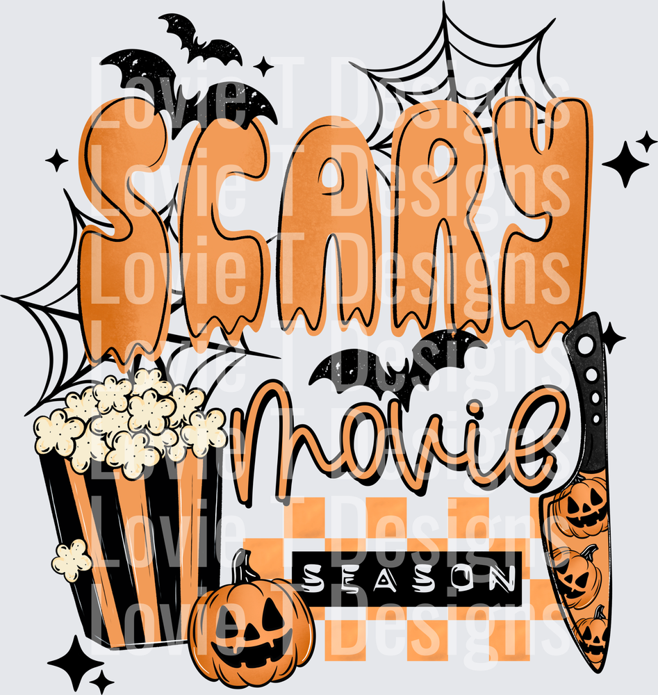 SCARY MOVIE SEASON BLACK Halloween DTF transfer design