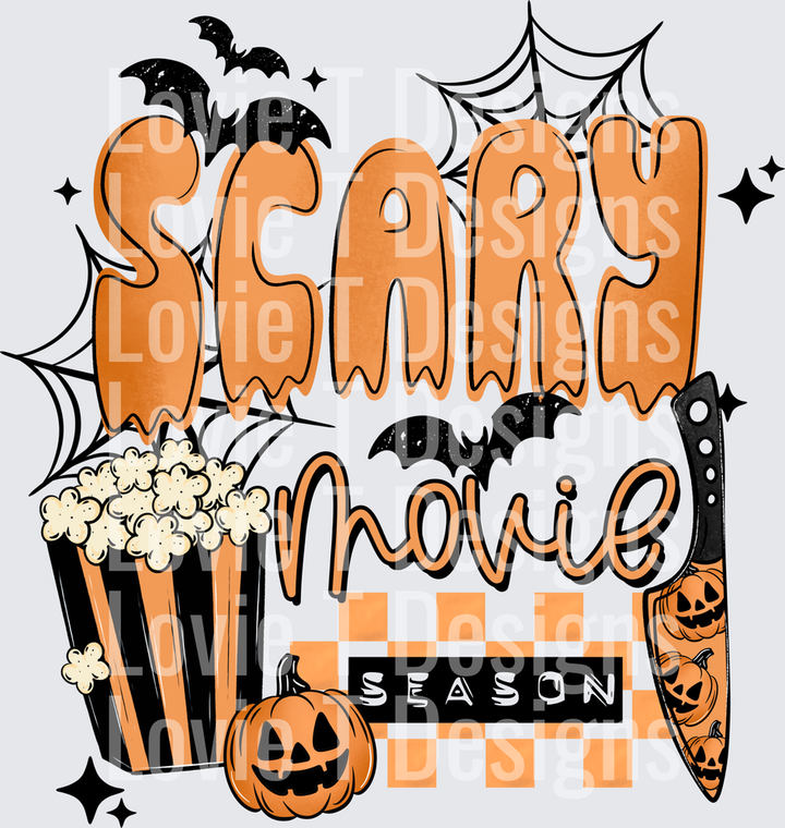 SCARY MOVIE SEASON BLACK Halloween DTF transfer design
