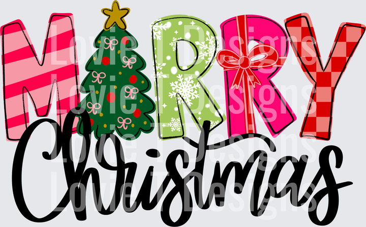 Merry Christmas Mixed Print DTF transfer