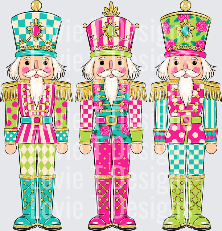 Colorful Christmas Nutcrackers DTF transfer design
