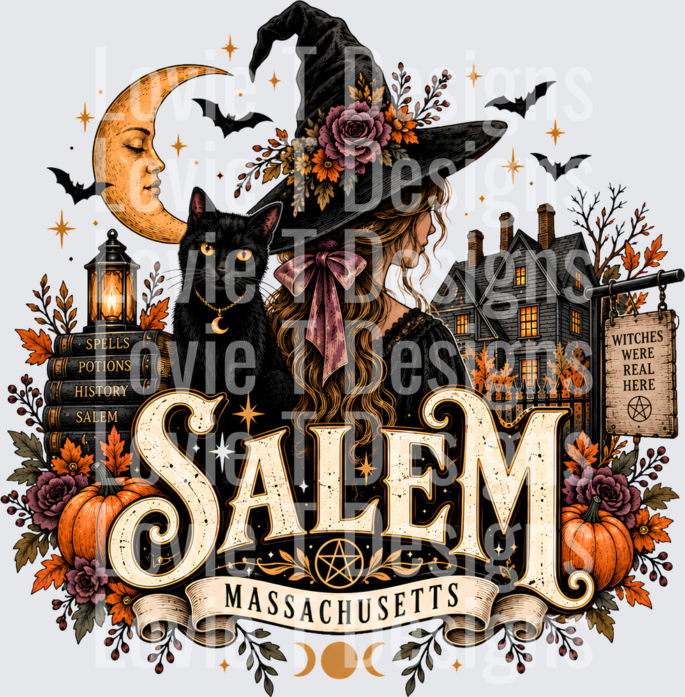 Salem Halloween DTF transfer design