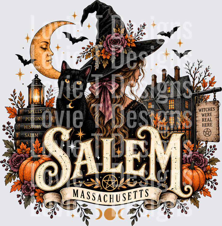 Salem Halloween DTF transfer design