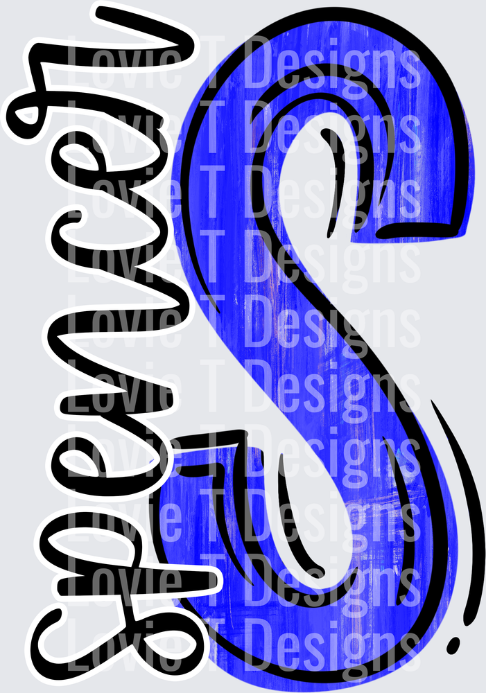 S SPENCER PAINTED LETTER S BLACK OUTLINE