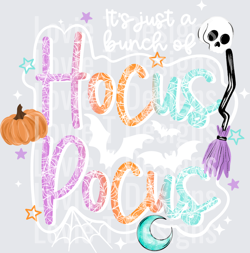 Hocus Pocus White Halloween DTF transfer design