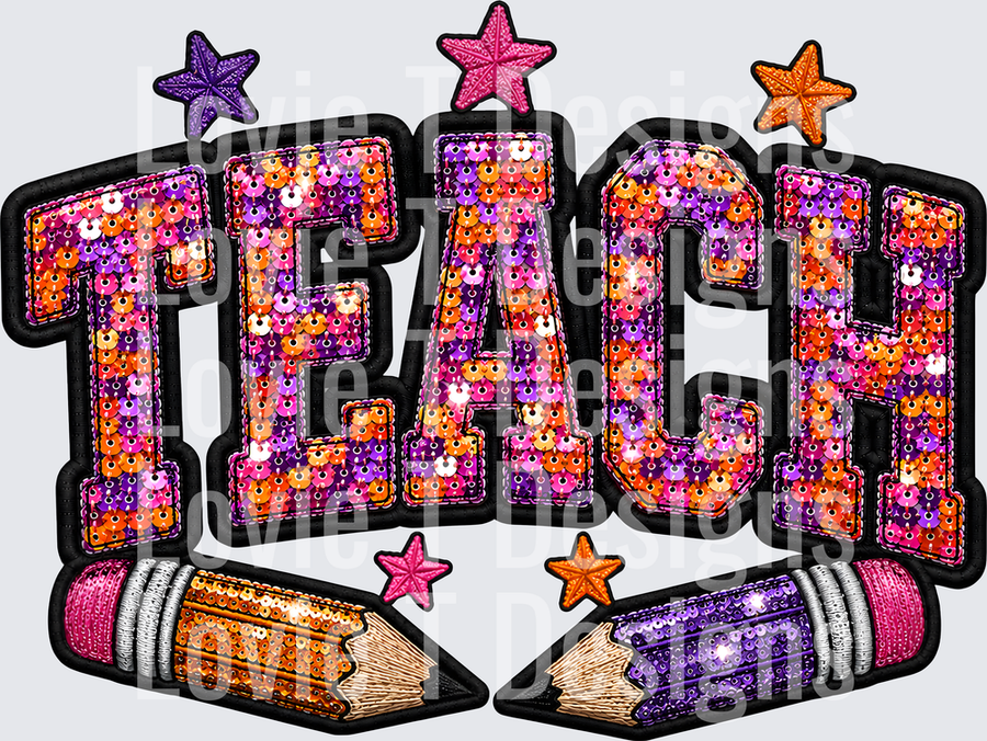 TEACH FAUX SEQUIN