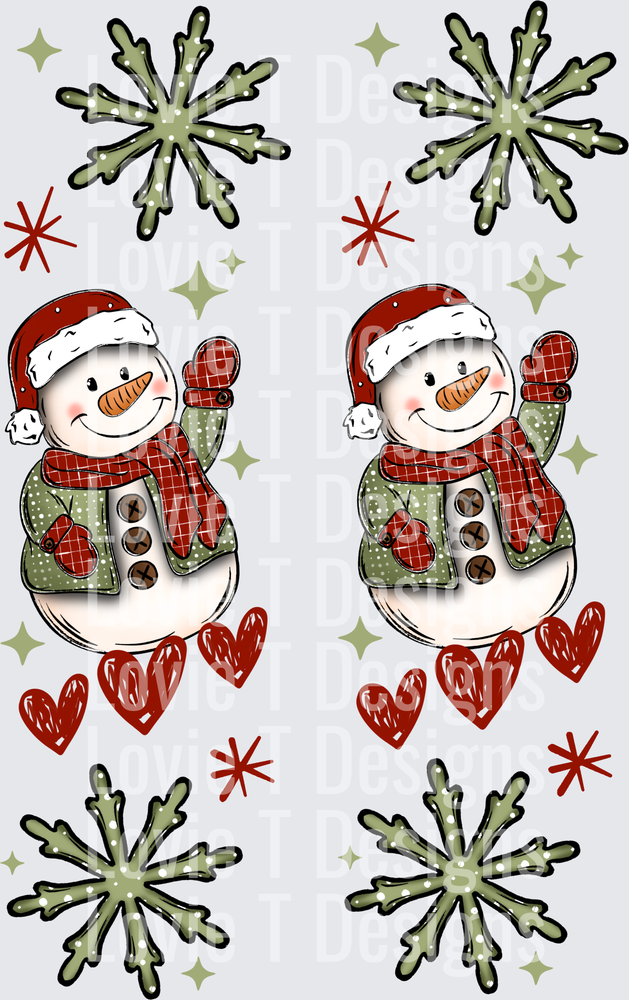 Let It Snow Red & Green Snowman Sleeves DTF transfer design