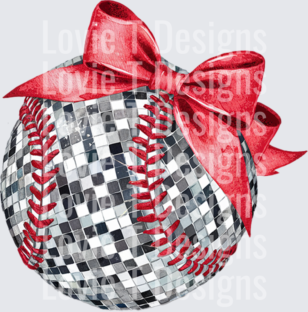 Red Disco Baseball DTF transfer design