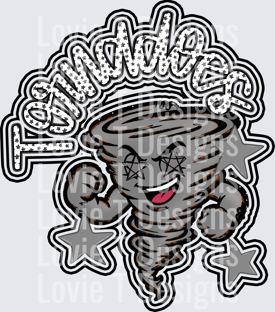 TORNADOES BLACK mascot DTF transfer design