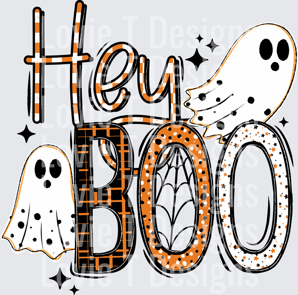Hey Boo Halloween DTF transfer design