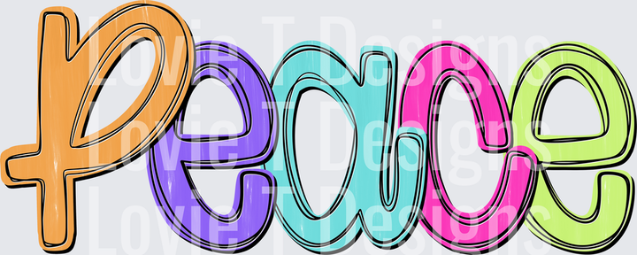 Peace Script Christmas DTF transfer design