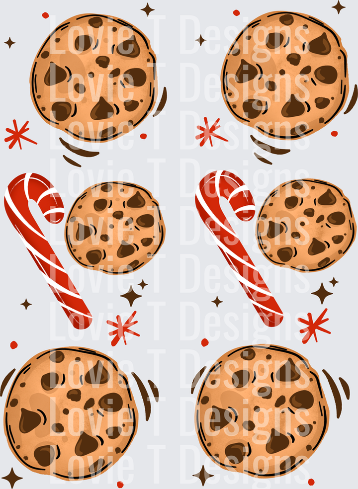 Milk & Cookies Candy Cane Sleeves DTF transfer design