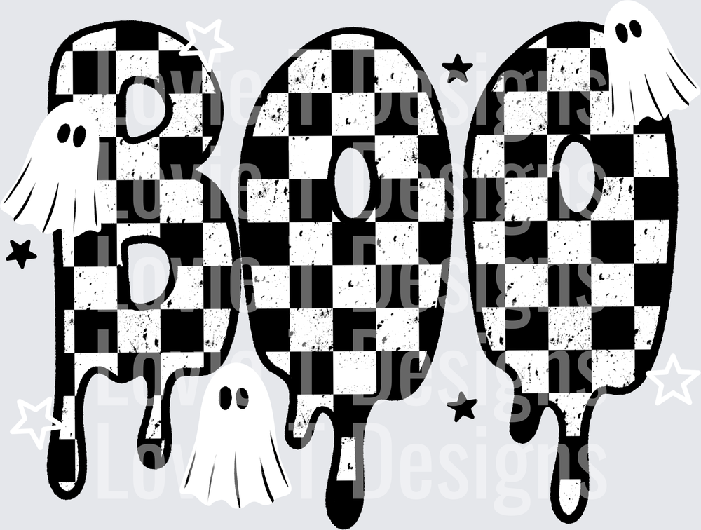 Boo Checker Drip Halloween DTF transfer design