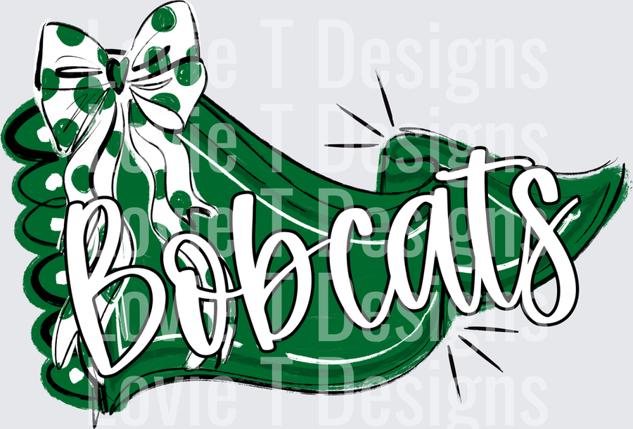 BOBCATS GREEN PENNANT AND KELLY DOT BOW