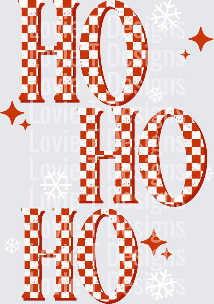 Ho Ho Ho Checker Christmas DTF transfer design