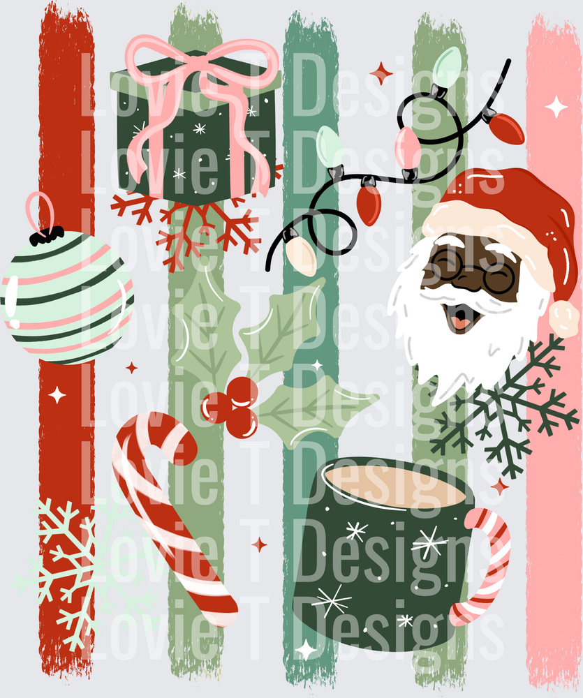 Santa gifts dark skin stripes