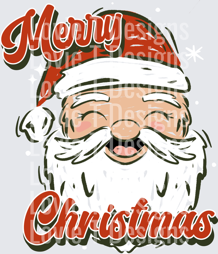Sketch Santa Merry Christmas (Light Skin Tone) DTF transfer design