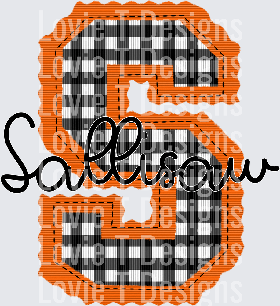 SALLISAW ORANGE BASE AND BLACK GINGHAM TOP