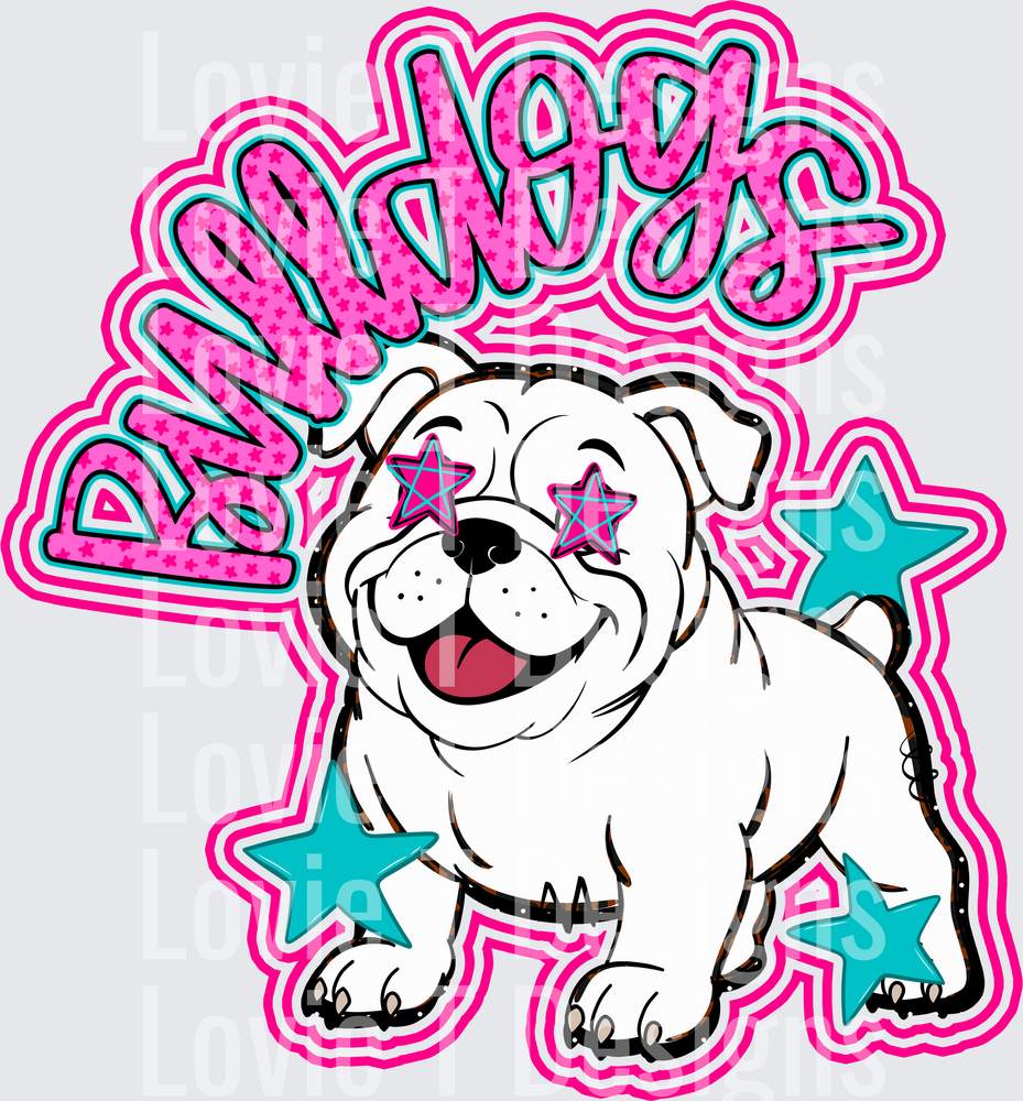 BULLDOGS PINK mascot DTF transfer design