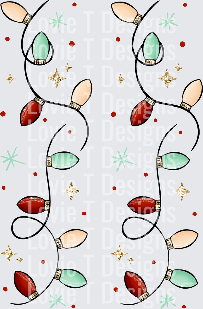 Holly Jolly Christmas Lights Sleeve DTF transfer design
