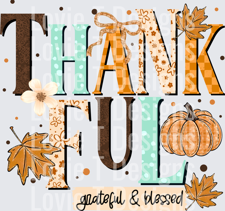 Thankful fall DTF transfer design