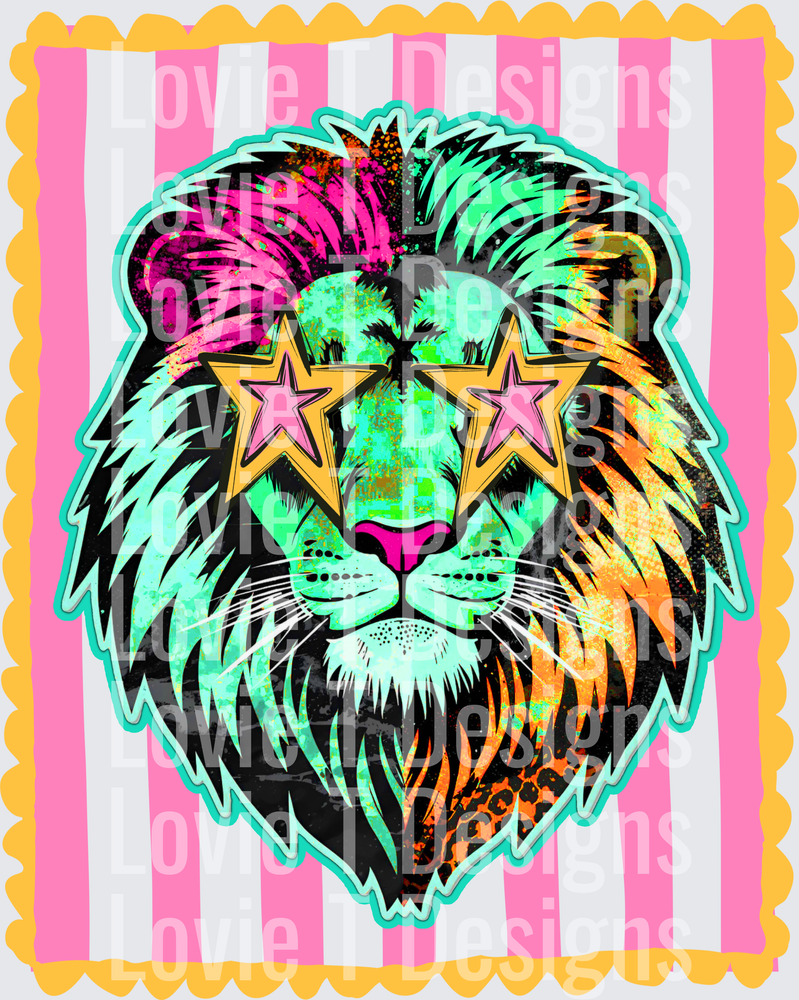 PREPPY MASCOT STRIPES LIONS mascot DTF transfer design