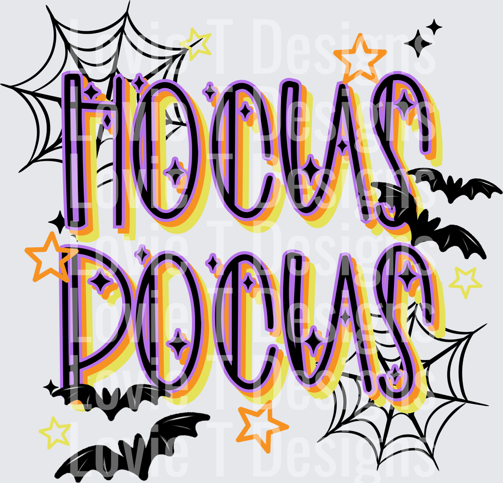 Hocus Pocus Black Halloween DTF transfer design