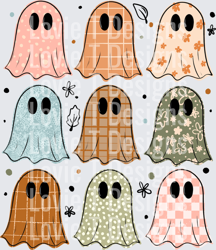 PATTERNED GHOSTS halloween DTF transfer design