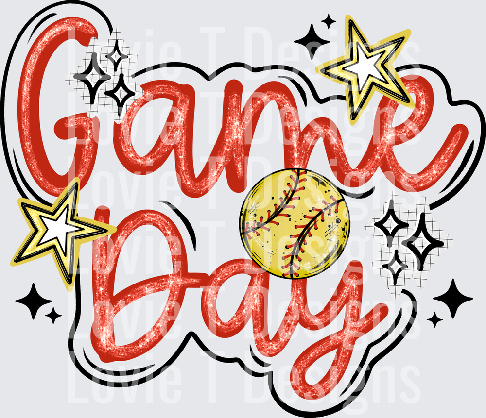 Game Day Softball 2 sports DTF transfer design