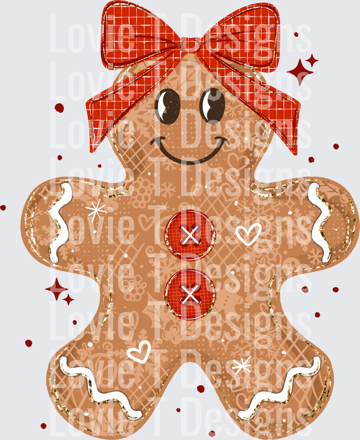 Gingerbread Button DTF transfer design