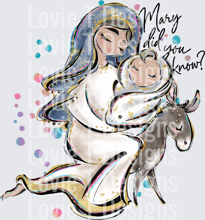 Mary Did You Know Christmas DTF transfer design