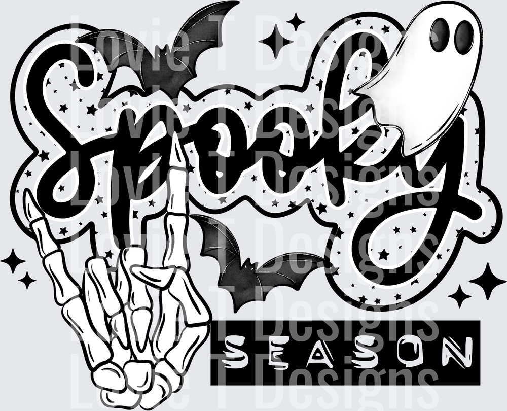 Spooky Season Skellie Hand Black 1 Halloween DTF transfer design