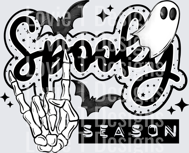 Spooky Season Skellie Hand Black 1 Halloween DTF transfer design