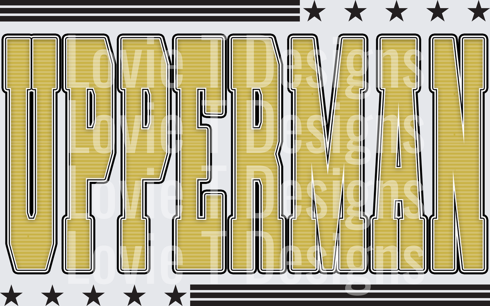 Stars Stripes Mascot UPPERMAN VEGAS GOLD AND BLACK
