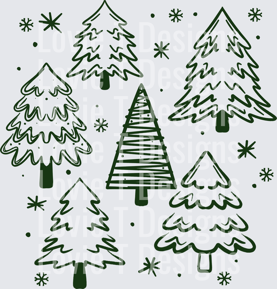 Christmas Trees Collage (Green) DTF transfer design