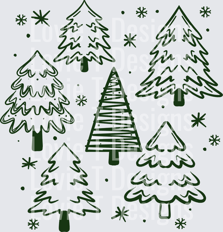 Christmas Trees Collage (Green) DTF transfer design