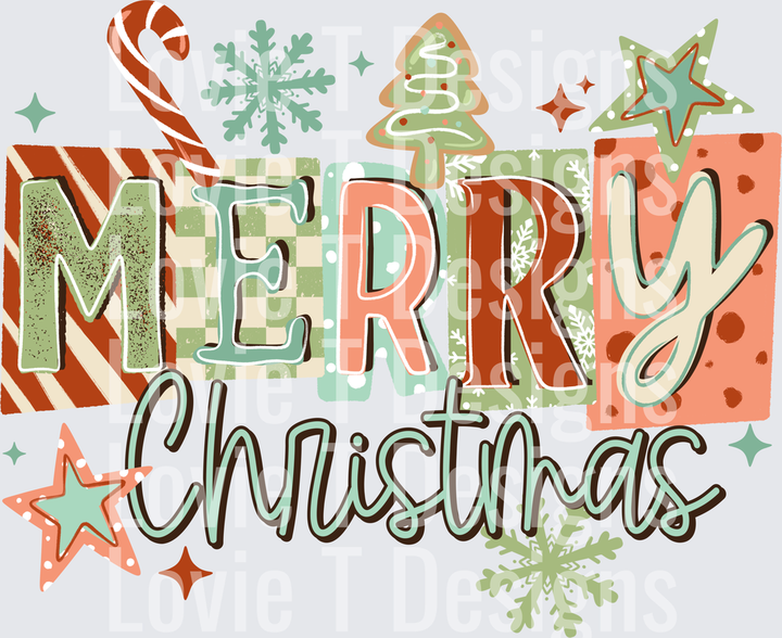 Merry Christmas Gift Wrap DTF transfer design