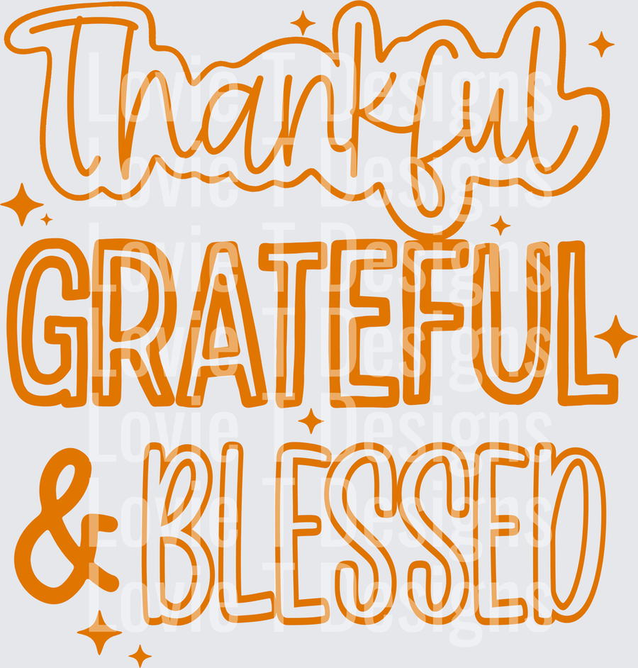 Thankful grateful blessed outline