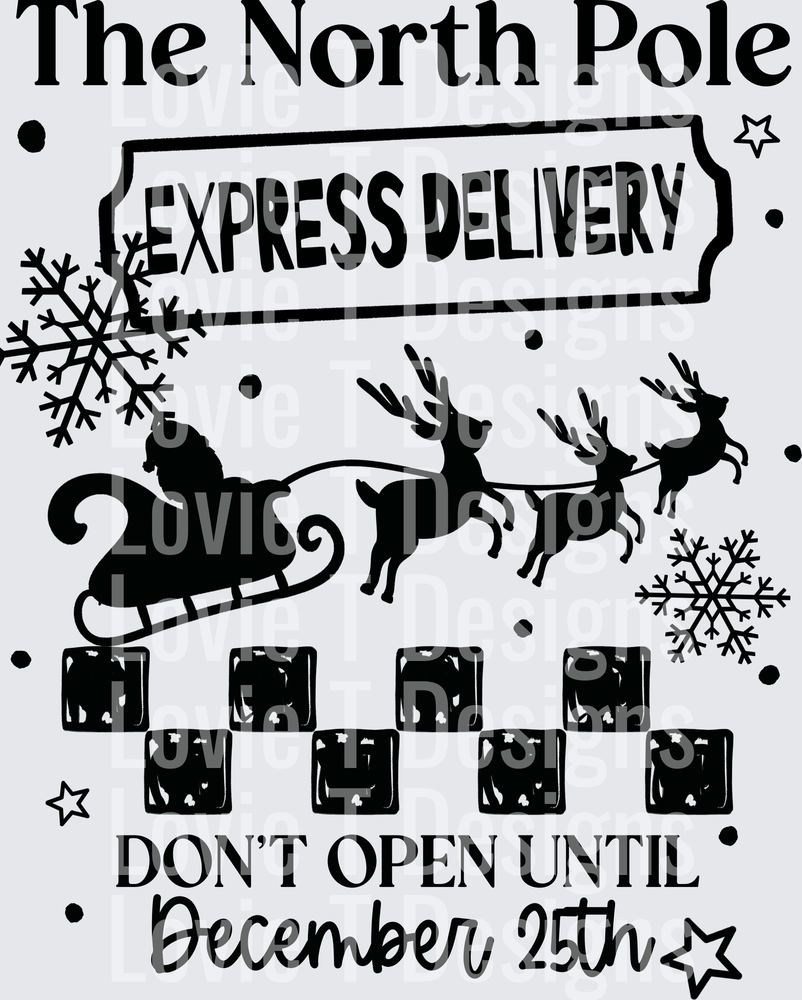 EXPRESS DELIVERY SINGLE COLOR BLACK Christmas DTF transfer design