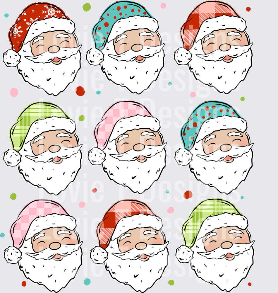 Patterned Santa Grid (Light Skin Tone) DTF transfer design