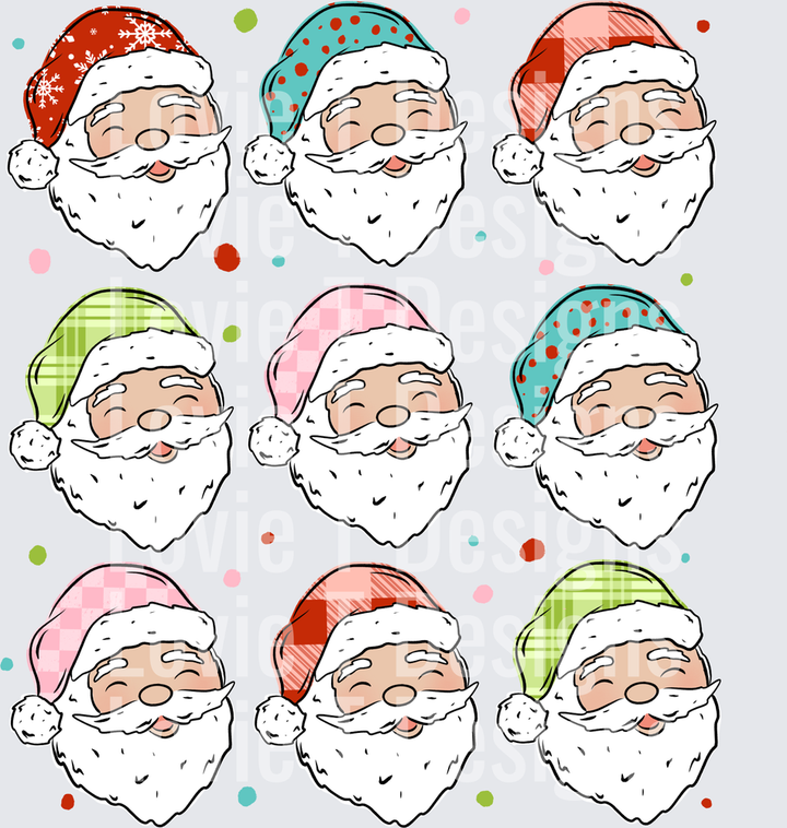 Patterned Santa Grid (Light Skin Tone) DTF transfer design