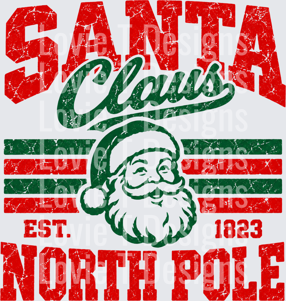Santa Claus North Pole DTF transfer design