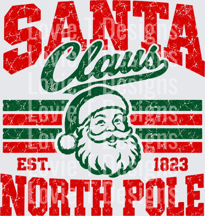 Santa Claus North Pole DTF transfer design