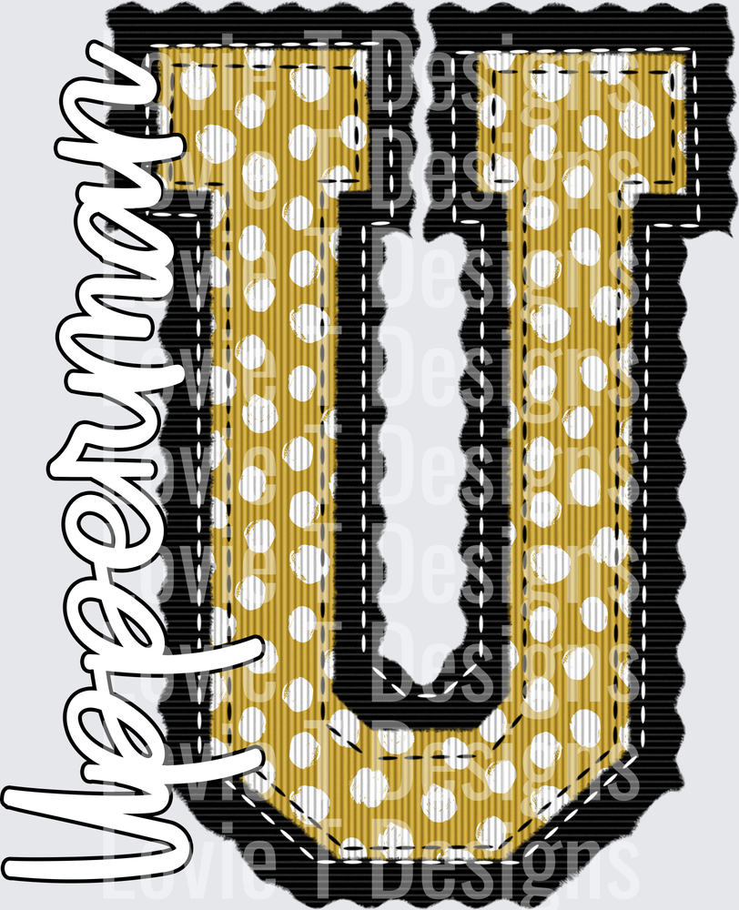 U UPPERMAN BEES BLACK BASE AND VEGAS GOLD DOT