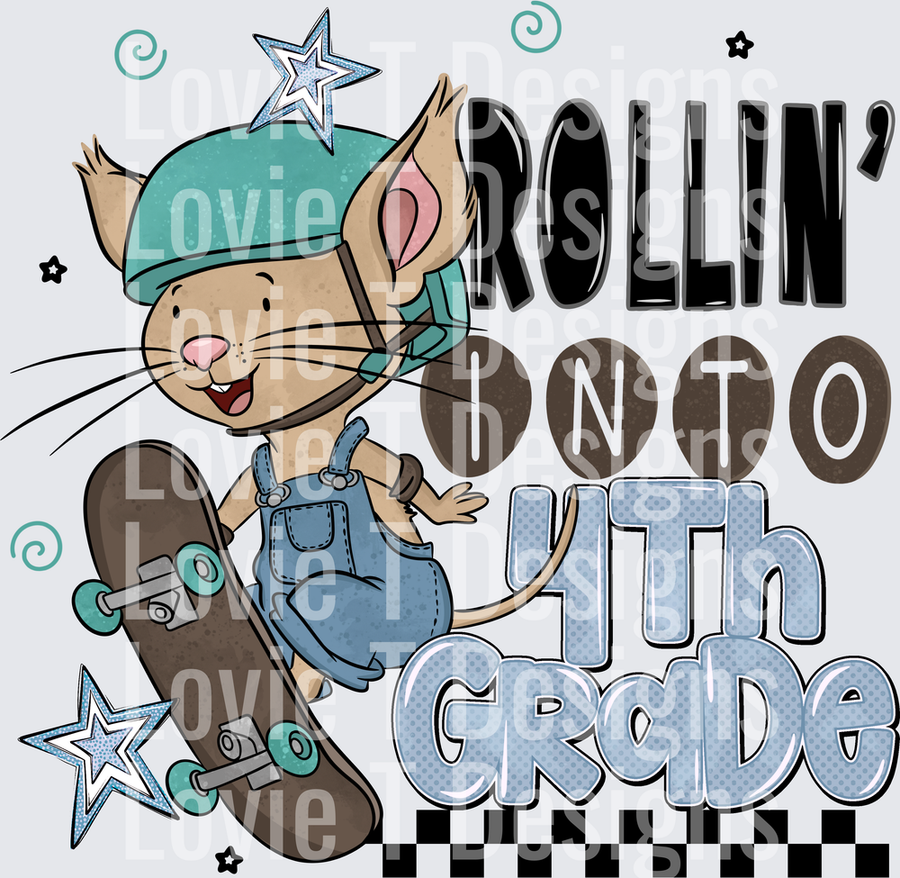 Rollin Into 4th Grade Skateboarding Mouse