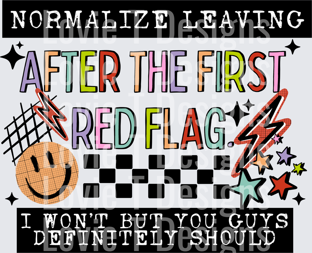 Red Flag Black everyday DTF transfer design