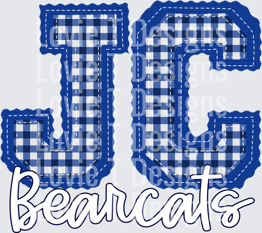 JC BEARCATS ROYAL GINGHAM LETTERMAN STITCH