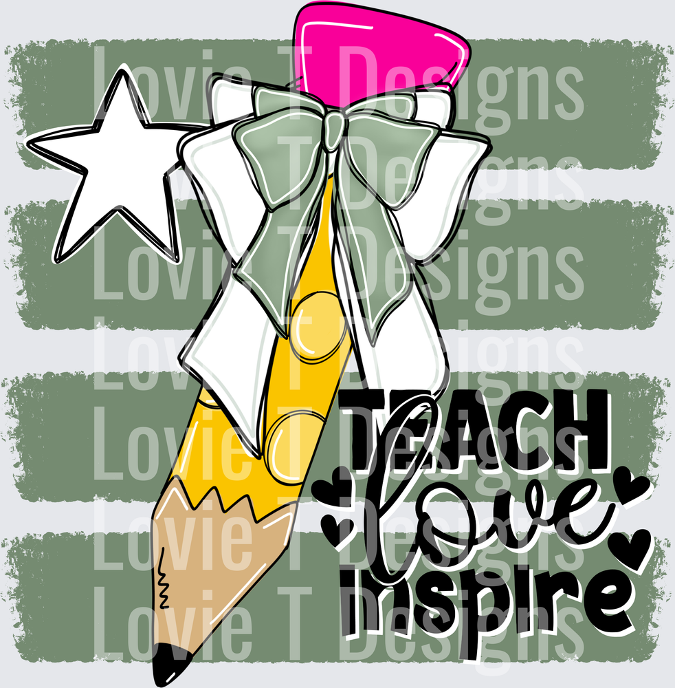 Teach Love Inspire Pencil with Sage Bow and Star