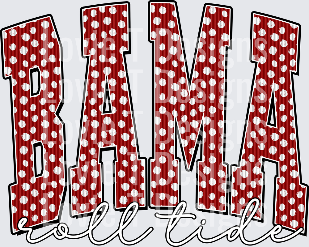 BAMA CRIMSON DOT game day DTF transfer design