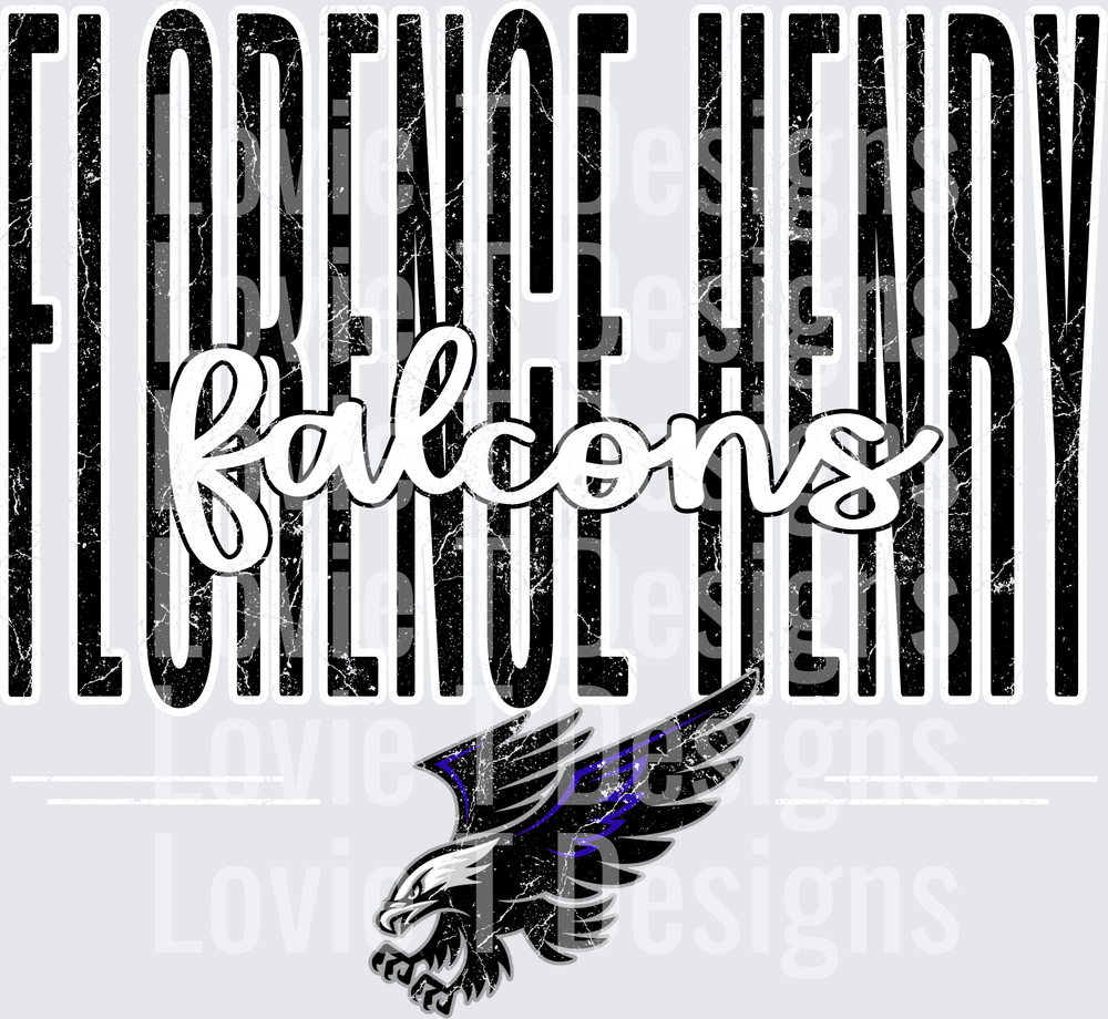 FLORENCE HENRY FALCONS TALL MASCOT DISTRESSED